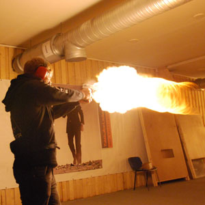 Firing Desert eagle at shooting range in Tallinn