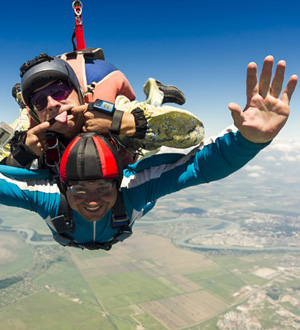 Tandem Parachuting Stag Making Funny Faces